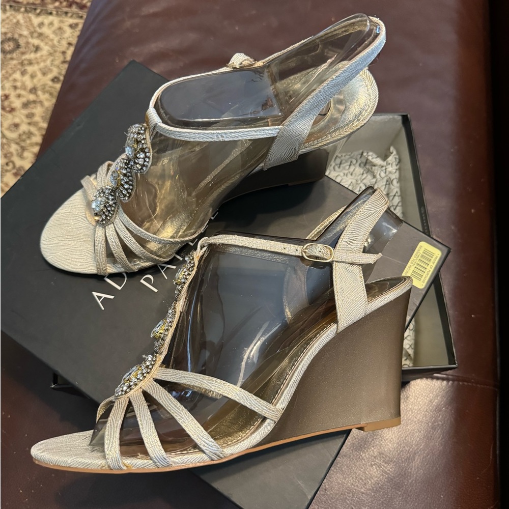 Adrianna Pappell - Pearl wave metallic formal wedges.  Wedding/formal/prom